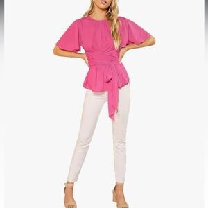 Blouse with waist tie